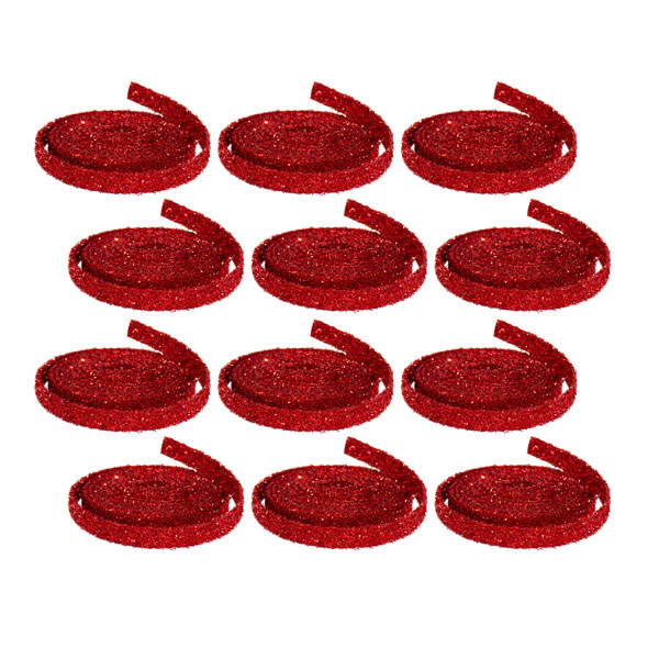 Glitter Rope (12 Rolls) 1” x 15'L Plastic-Red - Image 2